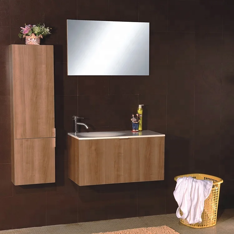 Simple Style Single Sinks PVC Bath Mirror Bathroom Cabinet Pillippines White Basin Vanity