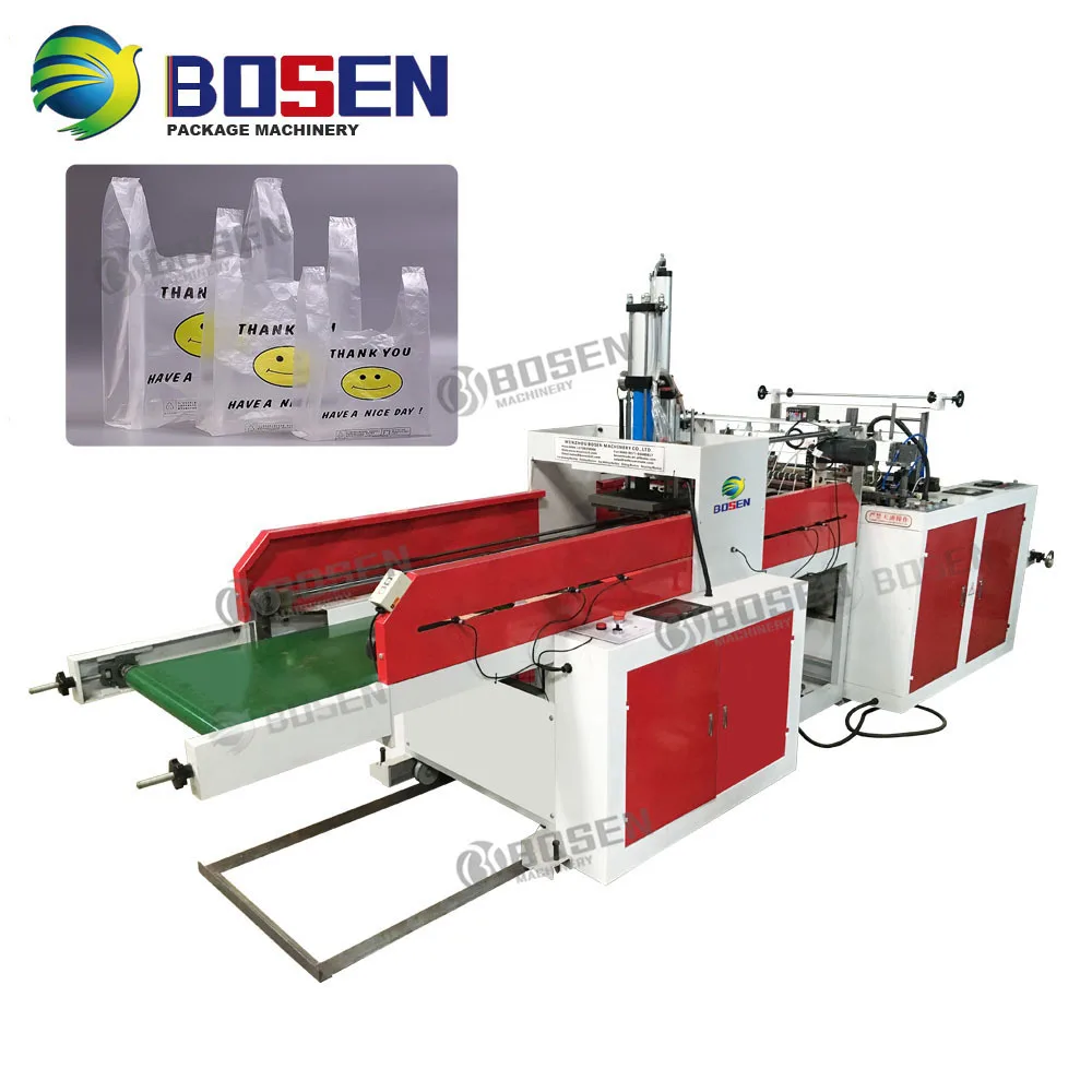 Plastic shopping bag making machine/HDPE Vest T-shirt shopping bag making machine/cold cutting hot sealing