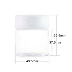 60g clear tamper evident childproof cap capsule pet pill plastic jar with custom silk printing 60g for storage