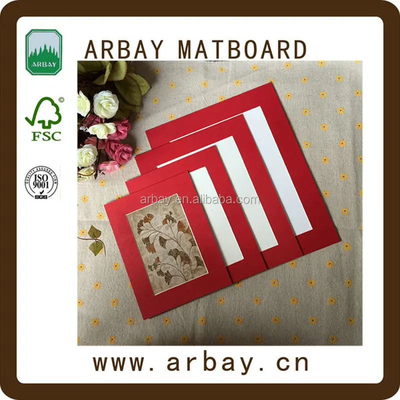 Hot selling 1.5mm white core precut paper photo frame mounts with 1.0mm white backing board