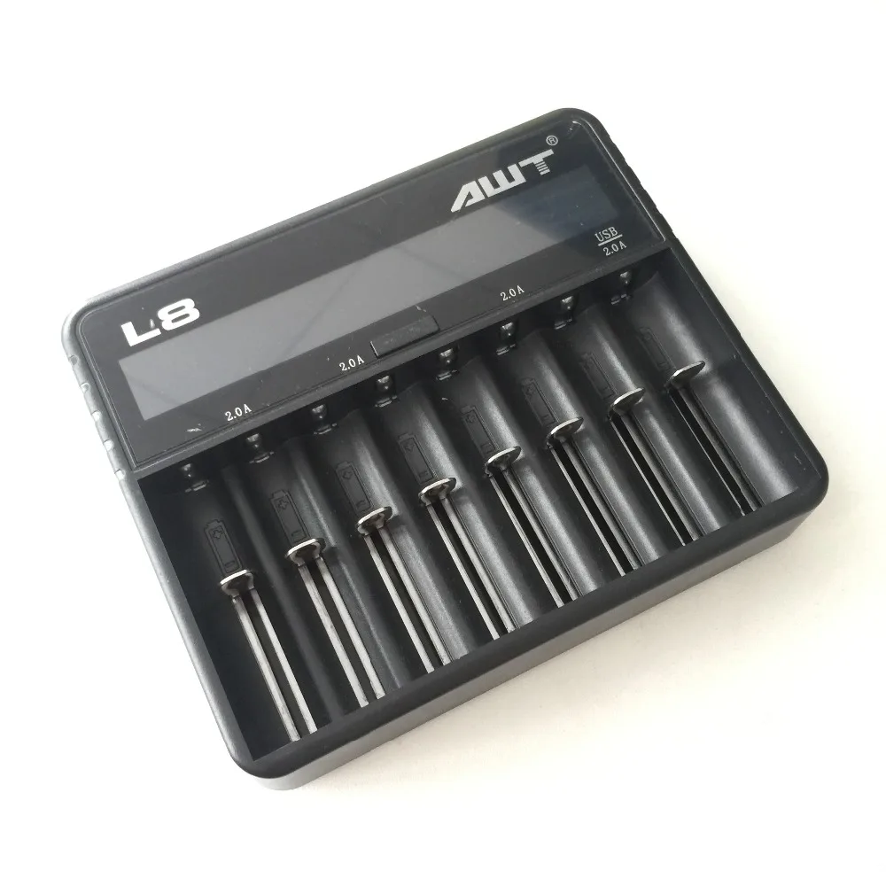 AWT 2A 1.2 V 3 V 3.7 V 4.25V 18650 26650 18350 16340 20700 AA AAA adapter charger lii100 8 slots battery charger