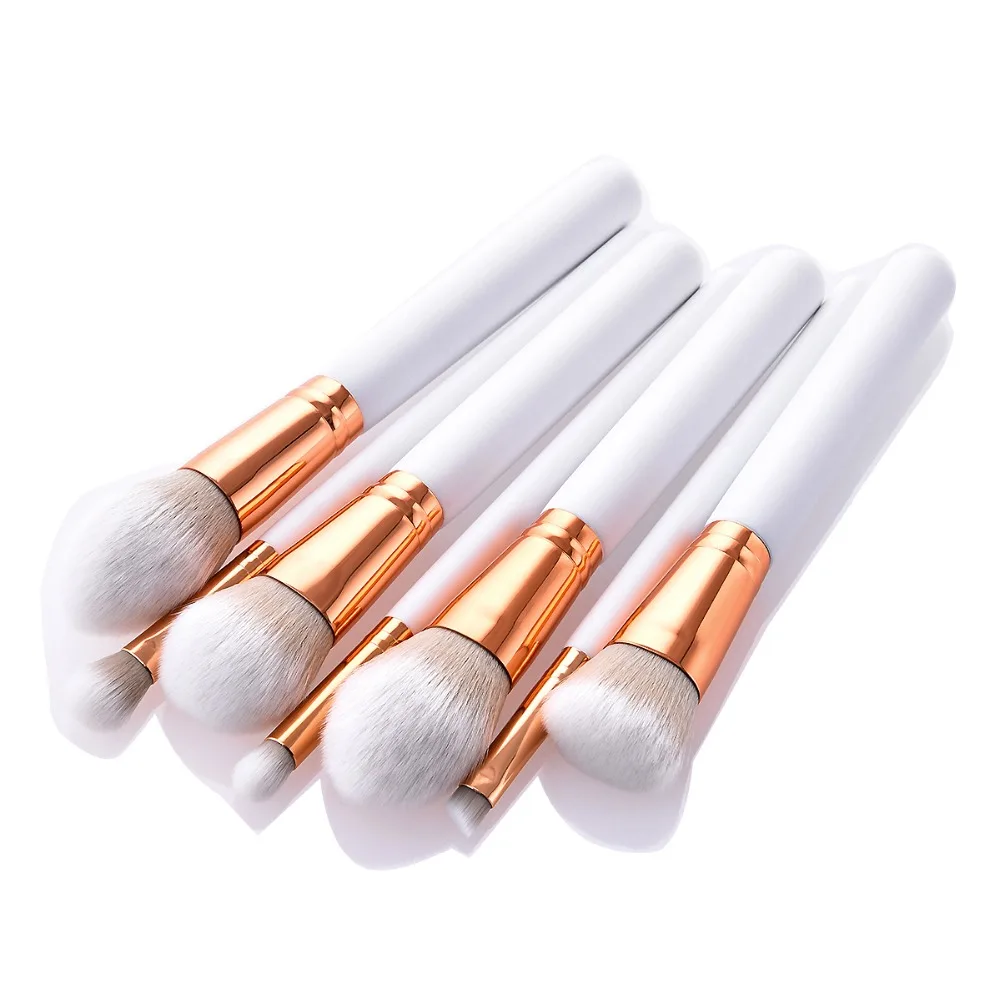 
High quality factory 7piece makeup tools white rose gold nylon hair makeup brushes 