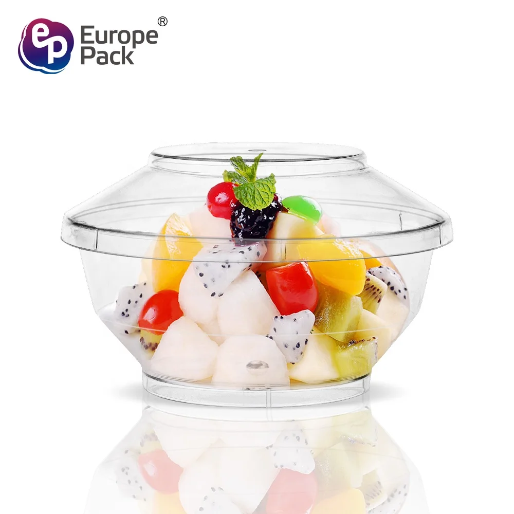 Wholesale high quality round 120ml transparent plastic bowl with lid for dessert