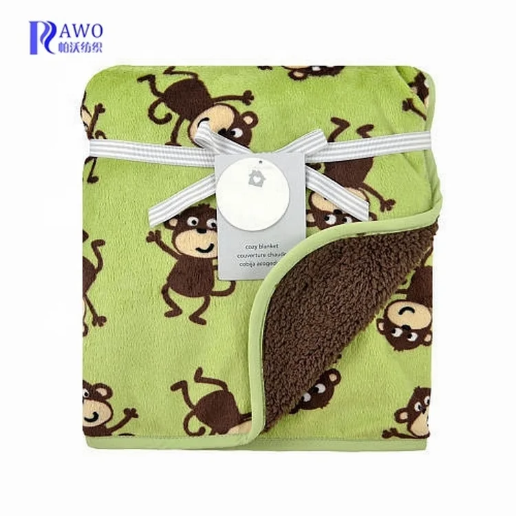 Dot print knitted 100% polyester super soft warm coral fleece baby blanket