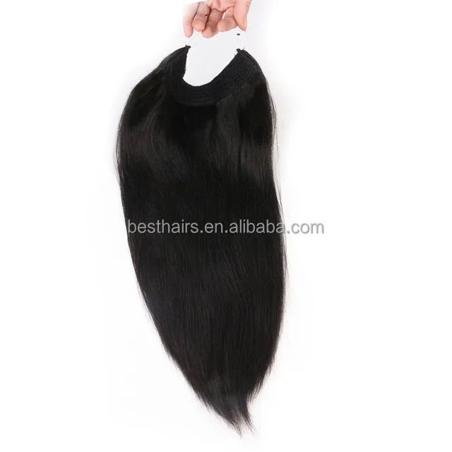 Invisible Wire Headband Hair Extensions 100g Unprocessed Brazilian Virgin Straight Human Hair Piece Fish In Hair Weave