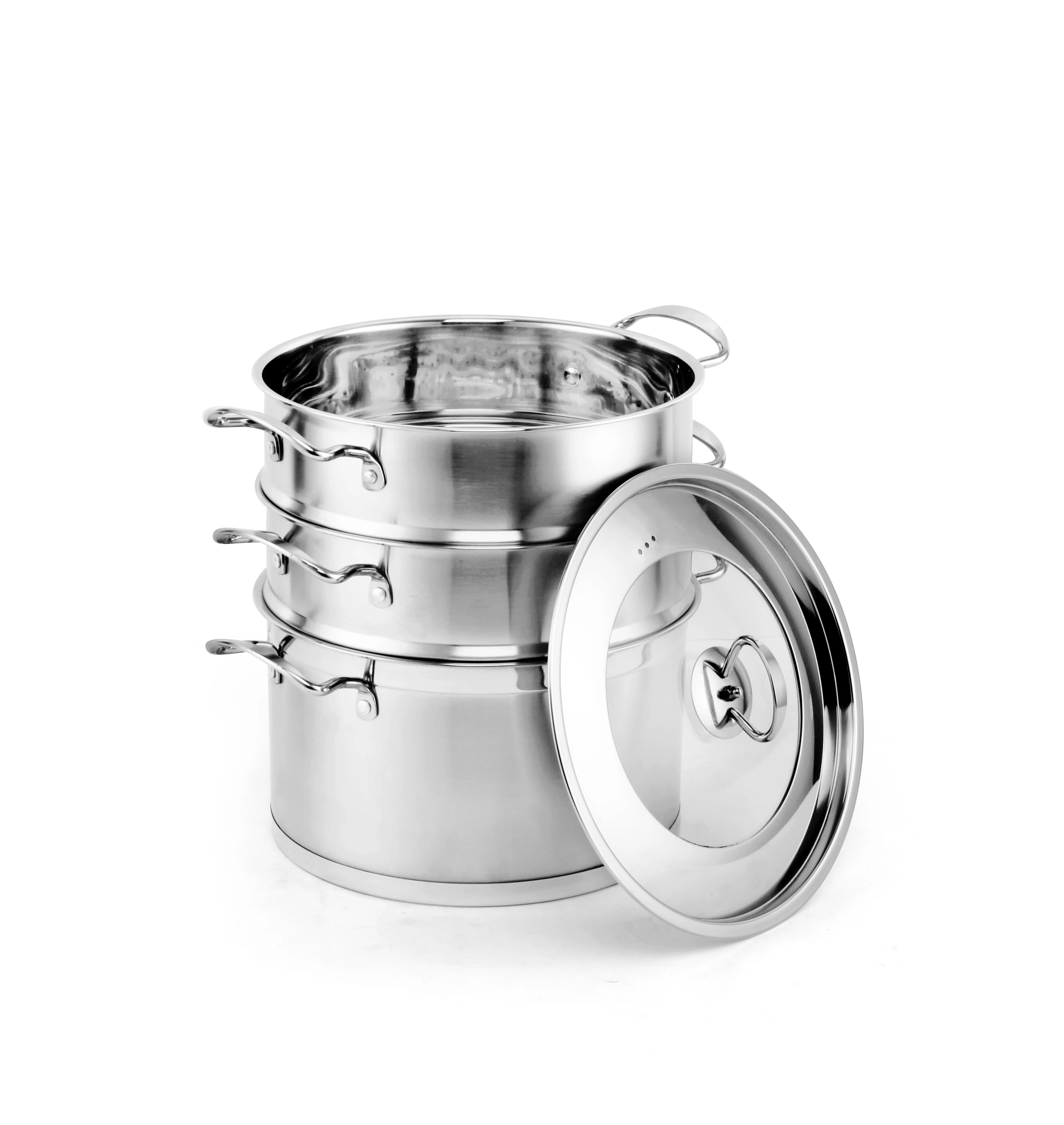 2 layer high quality stainless steel steamer soup pot /optima steamer with glass lid double boiler