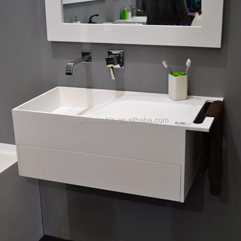 
SIMBLE wall mounted solid surface bathroom sink Cabinet Basins acrylic vanity sink manufacturer 