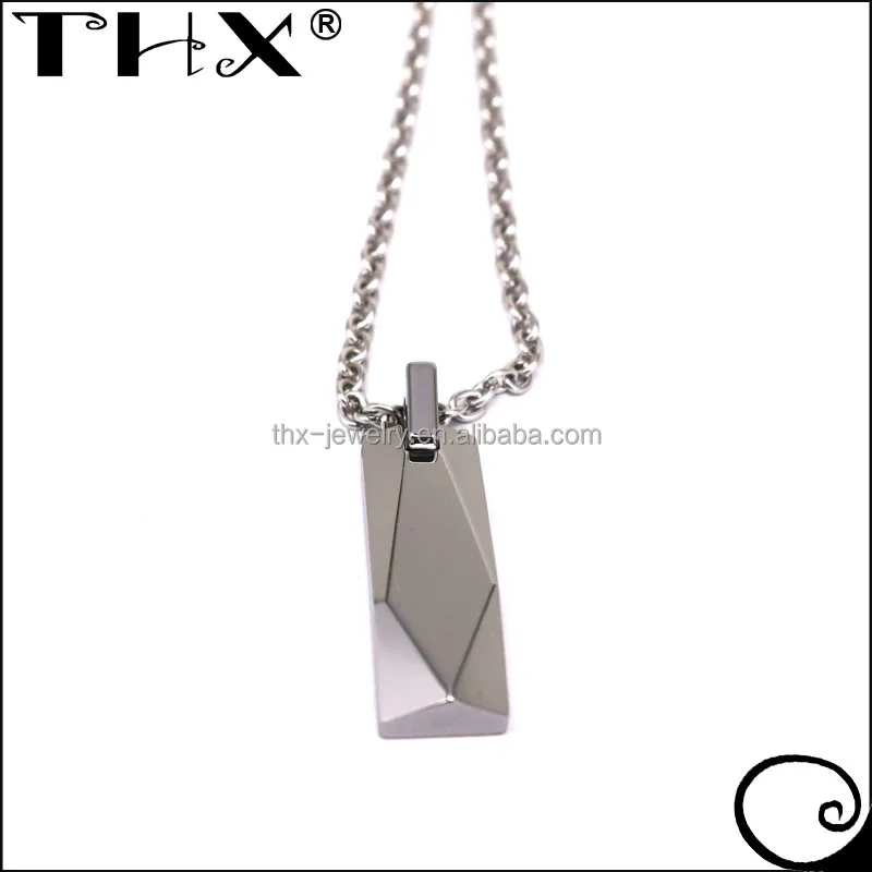 Unique Facets Tungsten Pendant With Stainless Steel Necklace Men Women
