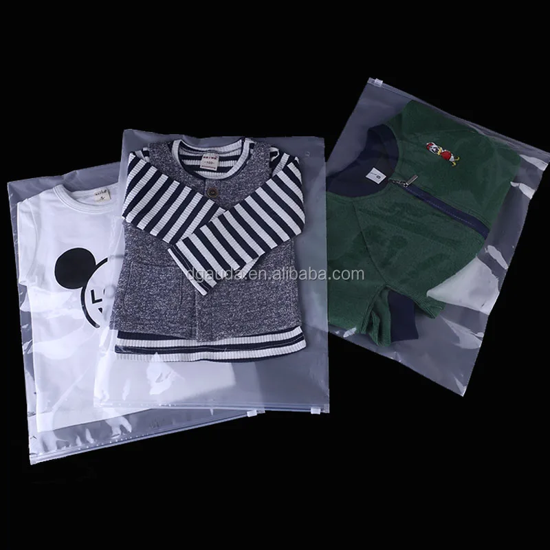 custom logo biodegradable slider pe clear transparent reusable plastic polypropylene poly clothing packaging bag