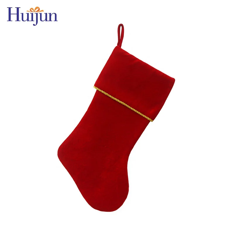 
New Design Traditional Red Green Blue Luxury Velvet Christmas Stocking With Gold Trim 