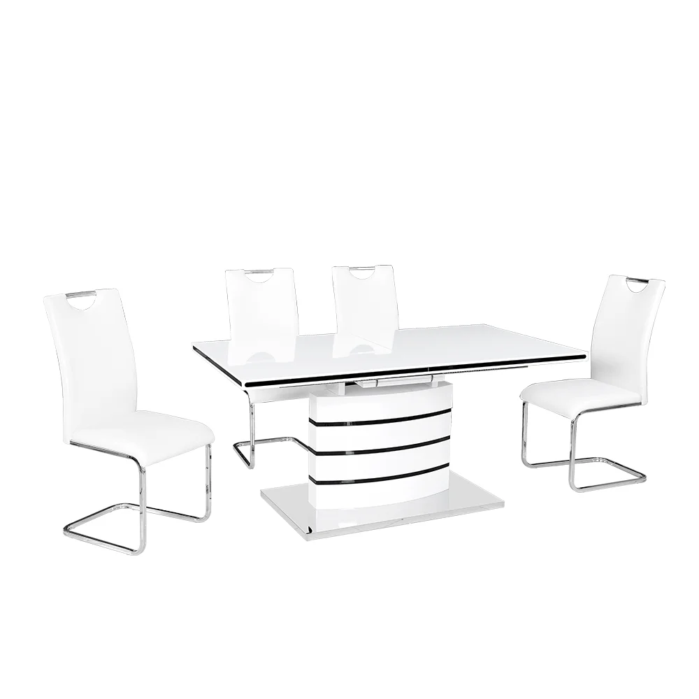 Luxury retractable white extendable MDF 8 seater dining room table