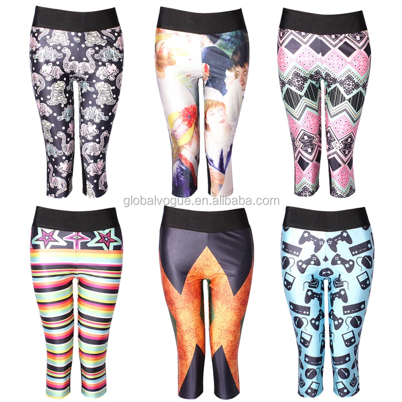 Wholesale Sexy Capri tights skinny Damen Girl Basic Leggings Leggins 3/4 Plus Size Shorts