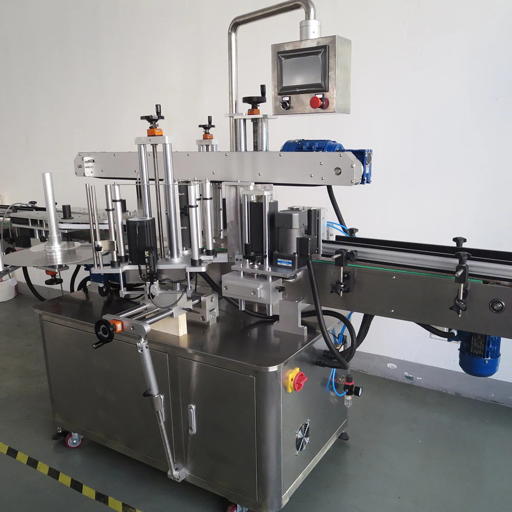 YM620R Automatic honey wine square bottle front and back labeling machine for flat bucket labeler