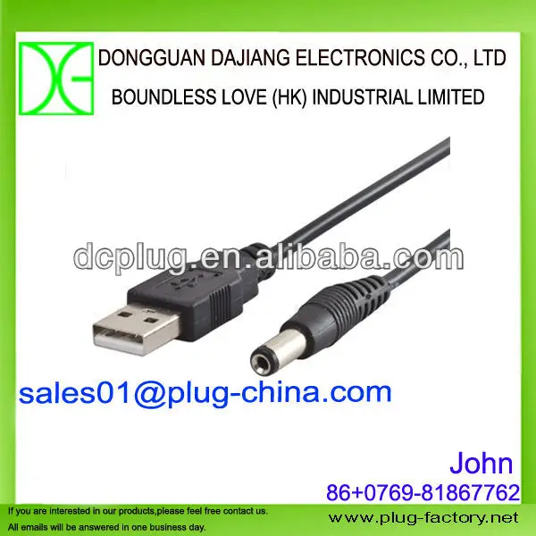 Hot Sale USB Computer Charger Cable with DC Jack