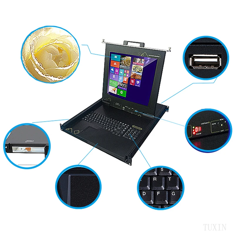 
New 17 inch digital 8 port kvm 1u Rackmount 17 LED COMBO KVMSwitch 