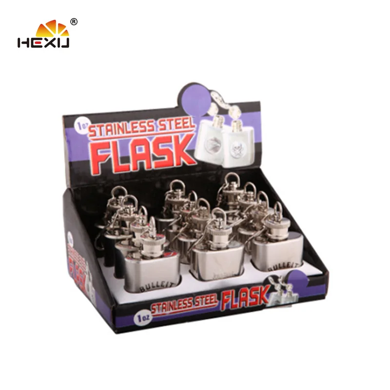 
stainless steel novelty mini lightweight 30ml hip flask with keychain 