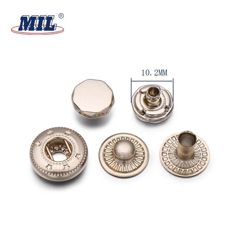 High Quality Zinc Alloy Gold Flat Press Metal Snap Fastener Button