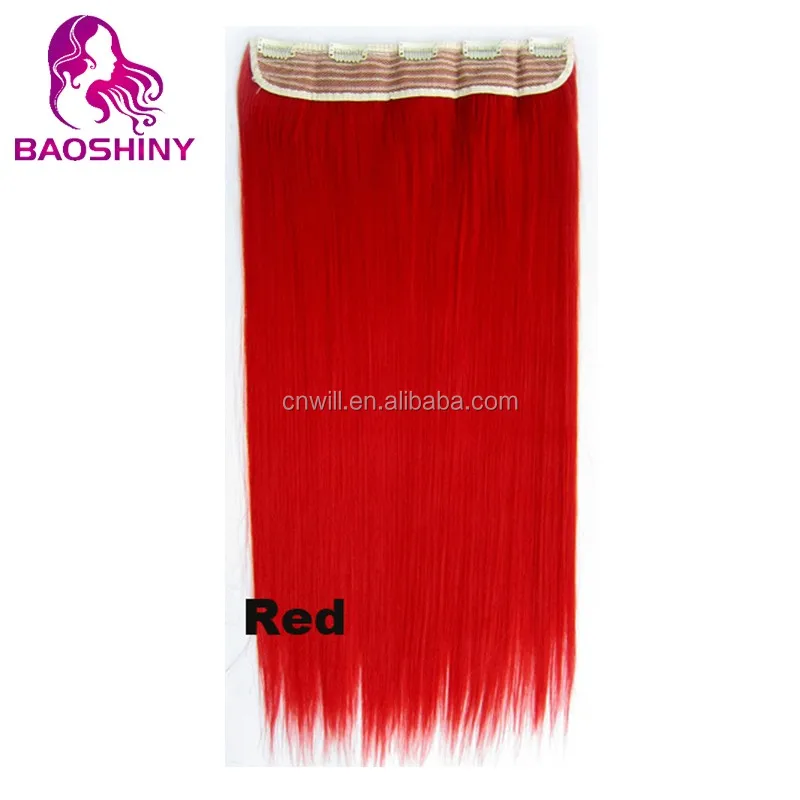 24inch Long Clip In On Hair Extensions clip in synthetic hair extensions with 5 clip