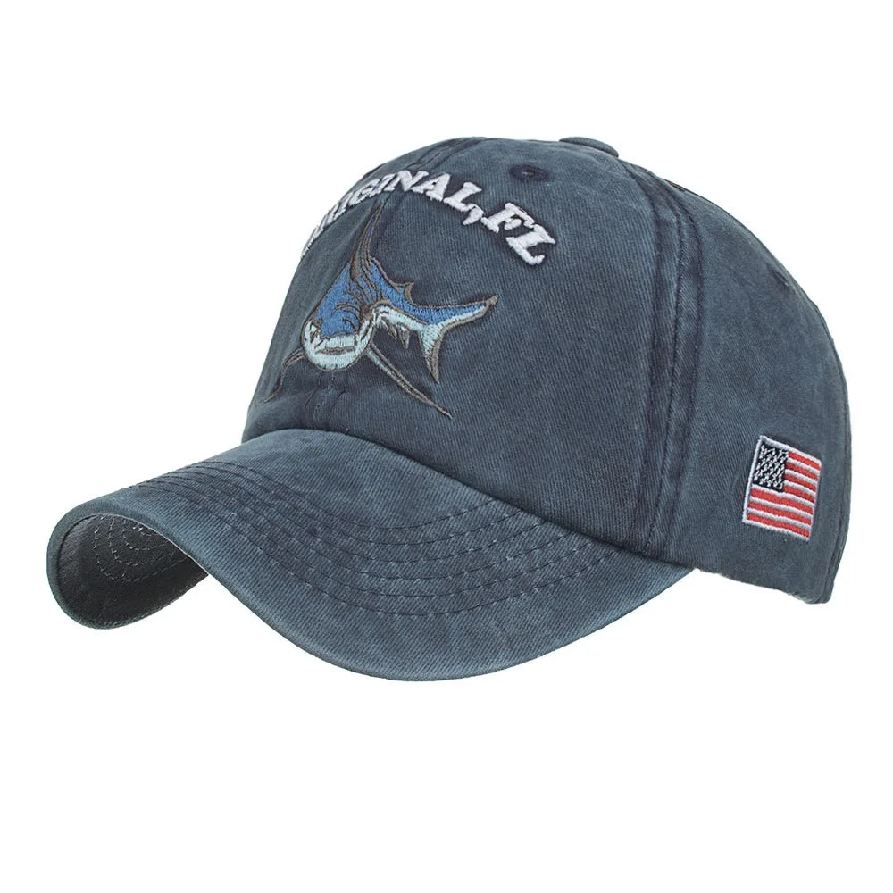 New Fashion Custom Outdoor Sports Gorras Embroidery Aninimal Shark Sunshade Dad Trucker Hat Basehball  Cap For Summer