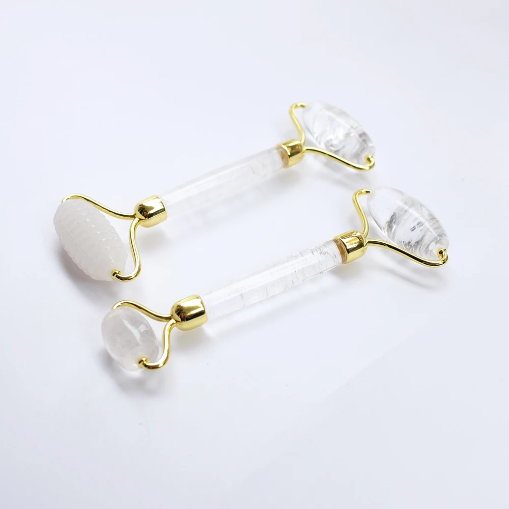 Clear Quartz Jade Roller and White nephrite Gua sha for facial massage