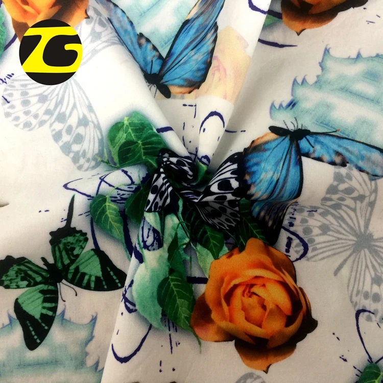 
95 cotton 5 spandex butterfly flower poplin printed fabric for customer 