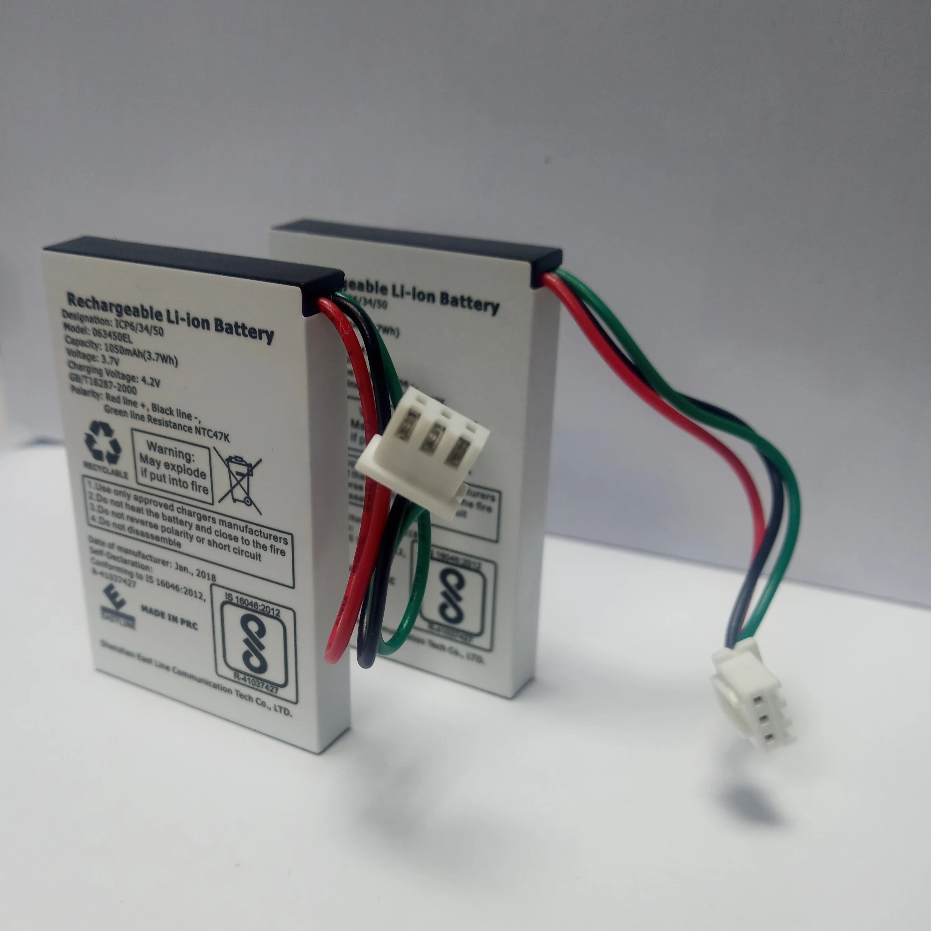 063450EL BIS Certified 3.7Volt 1000mAh Rechargeable Lithium-Ion Battery for Mobile Telephone