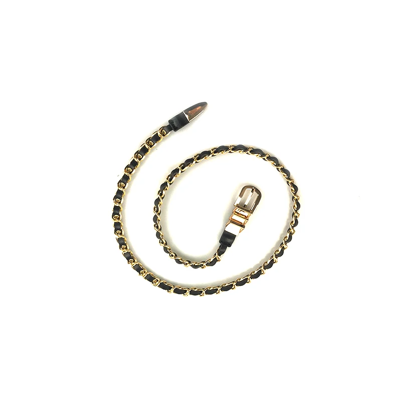 
Factory new designer fashion gold metal PU leather rope woman belt slimming thin belt jeans dress lady 