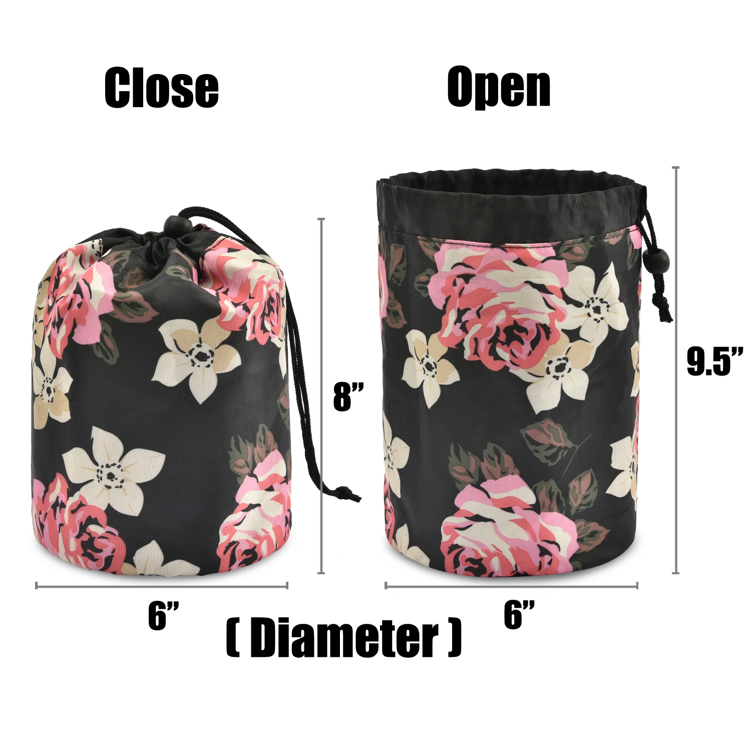 Lokass Soft Lazy Travel  Round Drawstring Makeup Pouch Round Cosmetic Bag For Women Girls