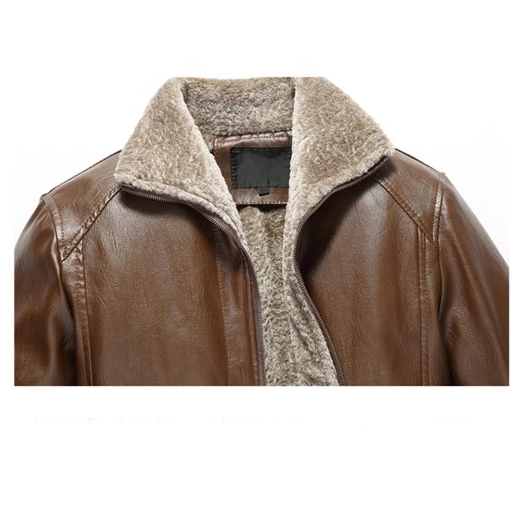 Custom Excellent Quality Latest Design  Buy fake leather fur Jacket Mens Winter faux leather Jacket