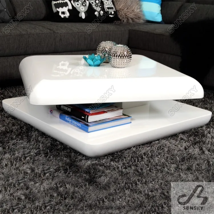 
 4248 мебель для гостиной современный белый высокий глянцевый вращающийся журнальный столик  