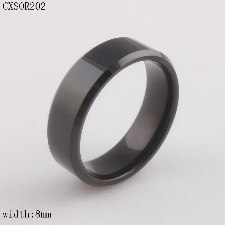 8mm Width Black Color Shiny Tungsten Ring Blanks