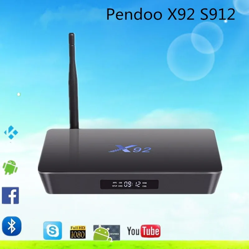 Горячие X92 Android 6.0 2 г 16 г Amlogic S912 TV Box pendoo X92 TV Box 2 г/16 г или 3 г/16 г