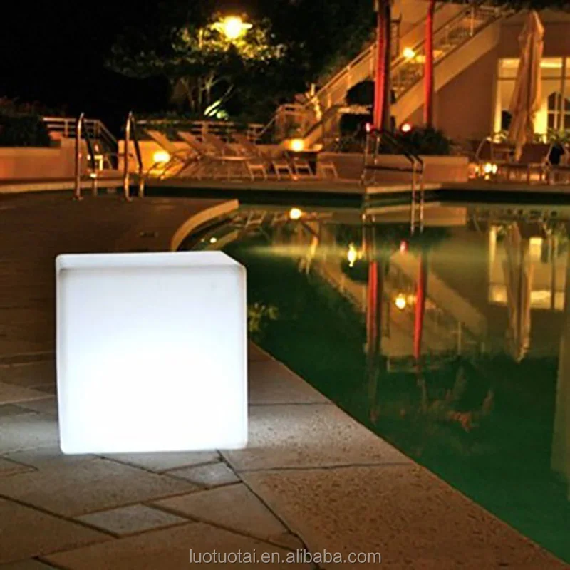 RGB lighted led cube chair outdoor seating rechargeable pe led cube plastic cube chair for garden LTT-C500