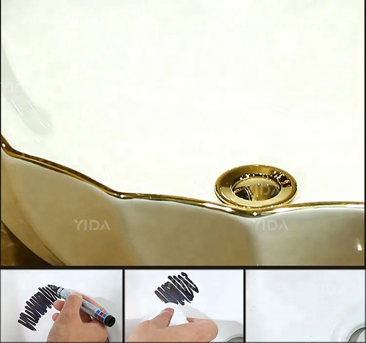 Golden color countertop wash basin brand high country ranch fountain sink for bathroom