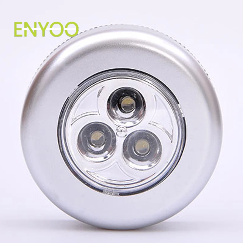 LED Battery-powered Wireless Night Light Stick Tap Touch Lamp Stick-on Push Light(Round)