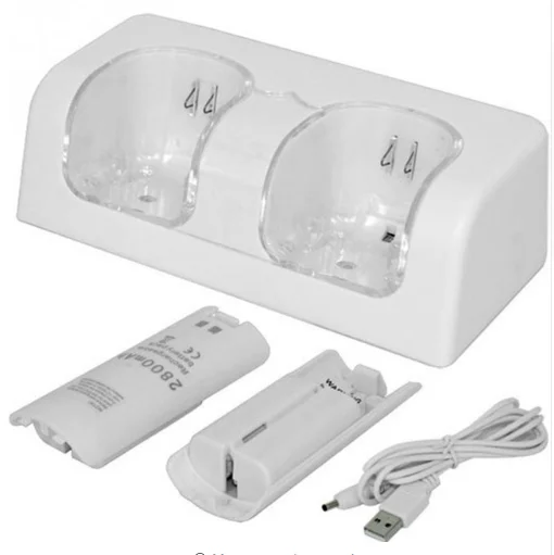 Для nintendo Wii дистанционный контроллер джойстики Двойные Слоты зарядная док-станция зарядное устройство + USB-кабель + 2x2800 мАч перезаряжаемая батарея