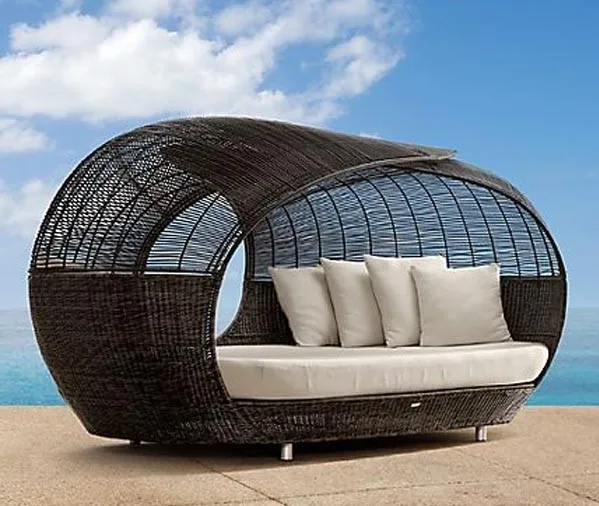 rattan daybed outdoor beach sun bed
