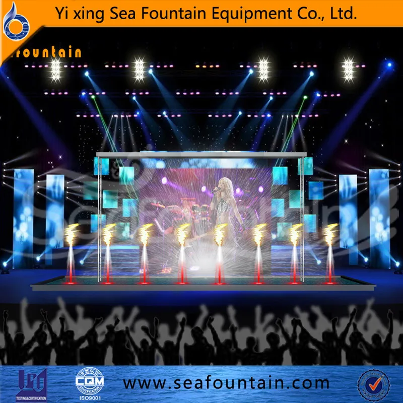 Fire mix water multicolored digital water curtain stage water screen
