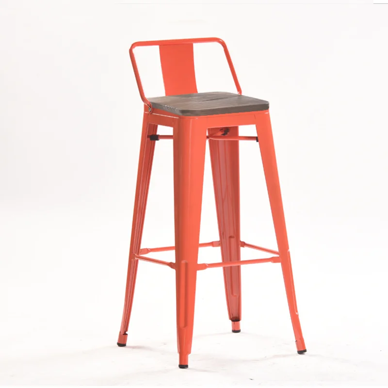 
Wood top wide back bar stool,metal industrial singer high use stool 