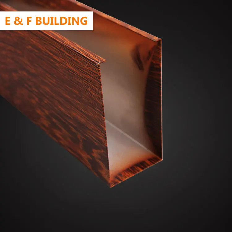 wooden color false wood finish aluminum ceiling design Interior Decoration square steel tube ceiling