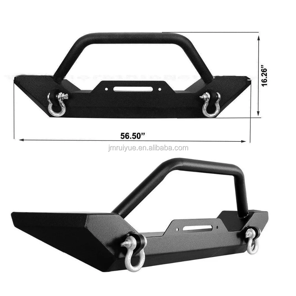 Textured Black Front Bumper W/Winch Plate & D-Ring Fit 1987-2006 TJ