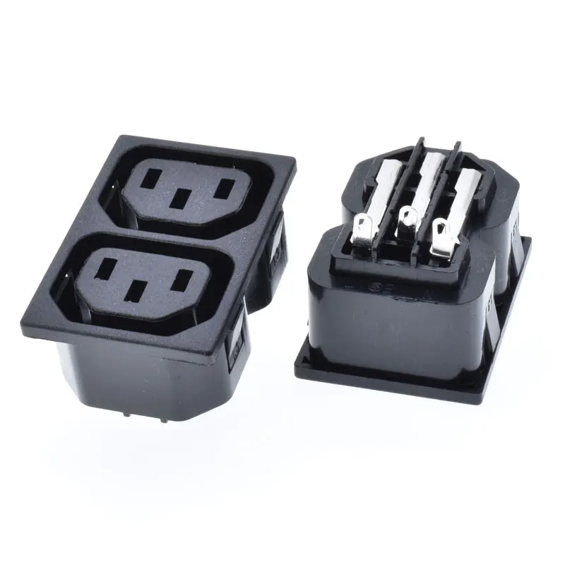 PDU AC IEC-C13 double male ac socket 3 hole 1.2position 10A250V power UPS connector cabinet electric interface