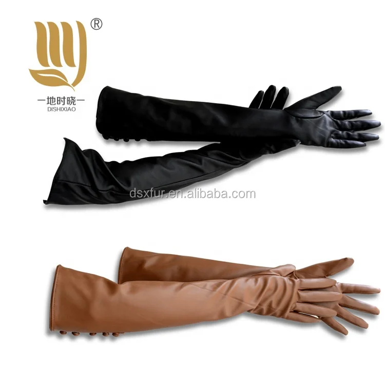 Fashion Long Style Women Sheepskin Leather Glove Long Lady Leather Glove