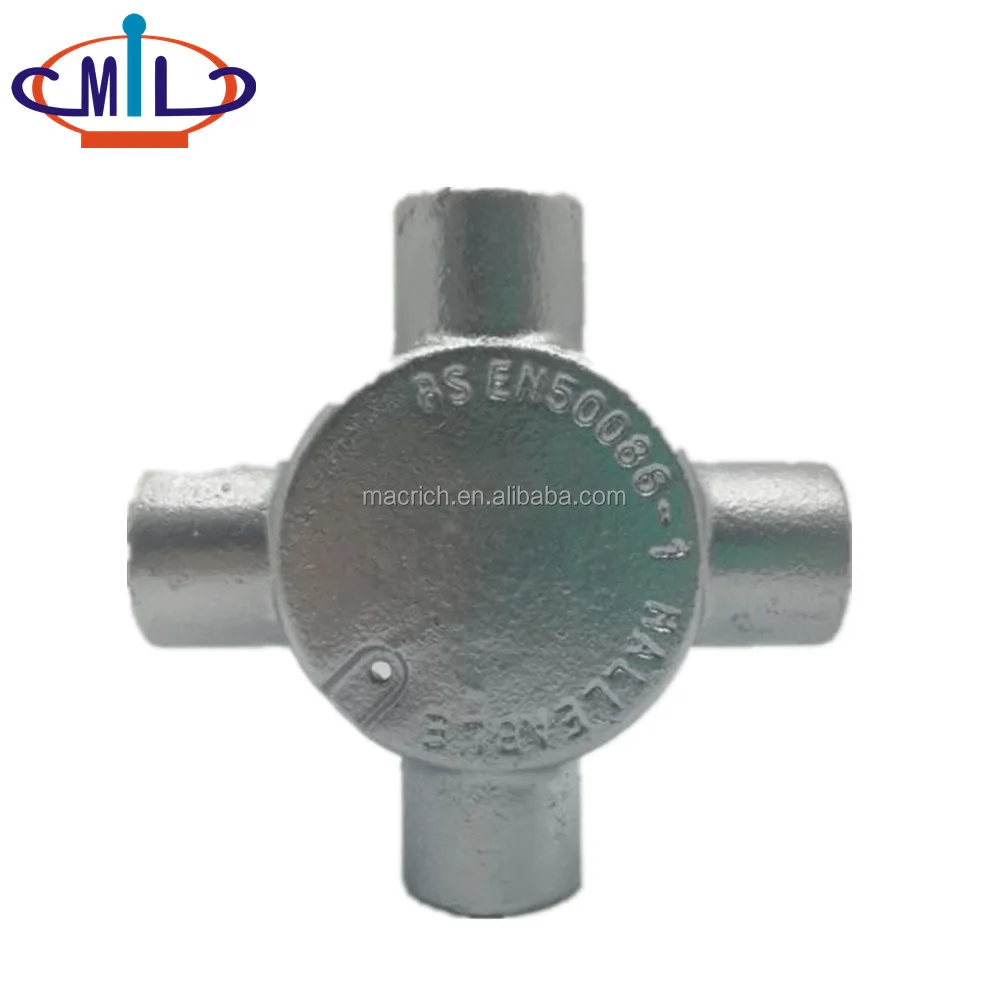 Galvanized malleable iron electrical conduit 4 way box