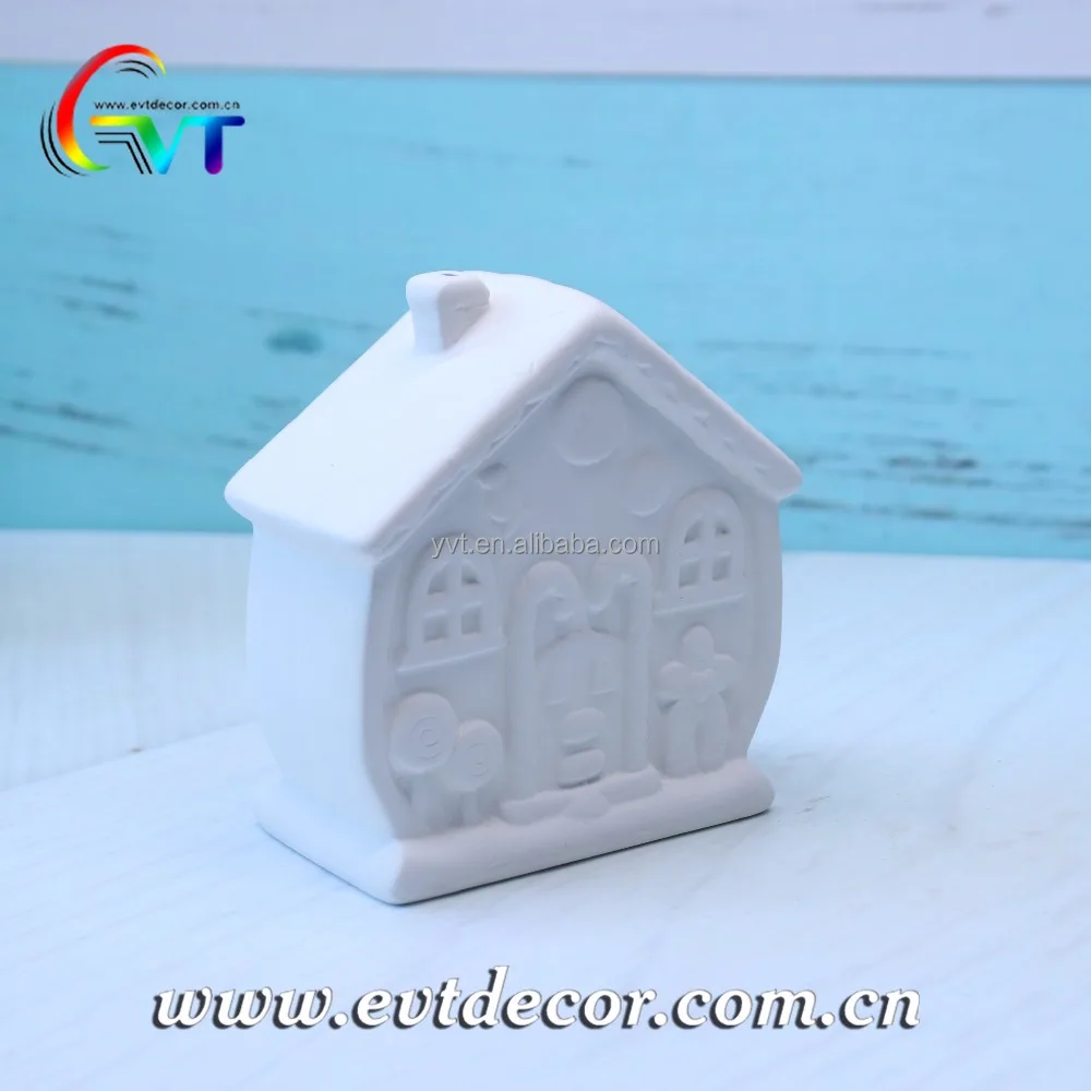 Factory supplier diy ceramic toy painting your own house coin bank