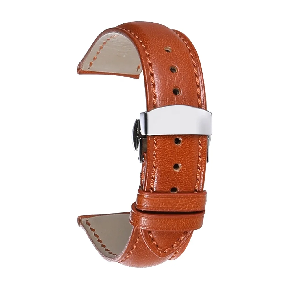 OEM 18 19 20 21 22 mm Wholesales Smart Watch Deployment Buckle Clasp Wristband Leather Watch Band Strap for Casio for Huawei GT
