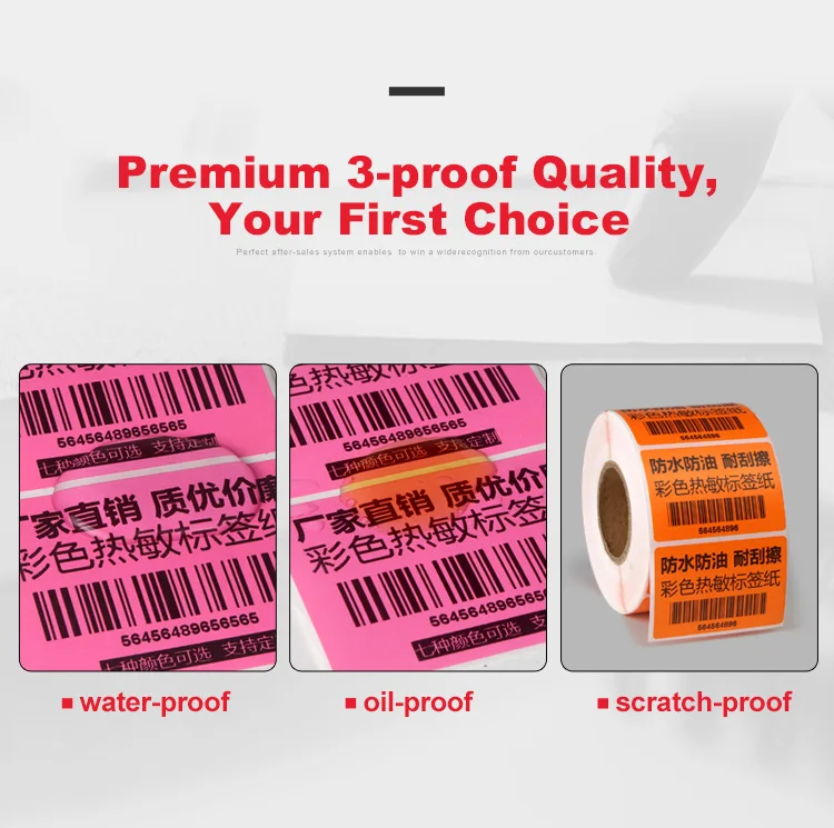 Color Labels Sticker Roll Red Colorful Self-Adhesive Thermal Paper Label for Shipping