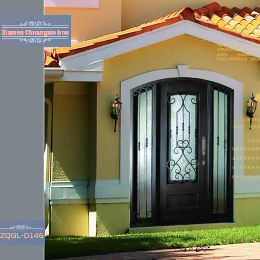 
Swing Open Style and Exterior Position Top-selling Wrought Iron Entry Doors 