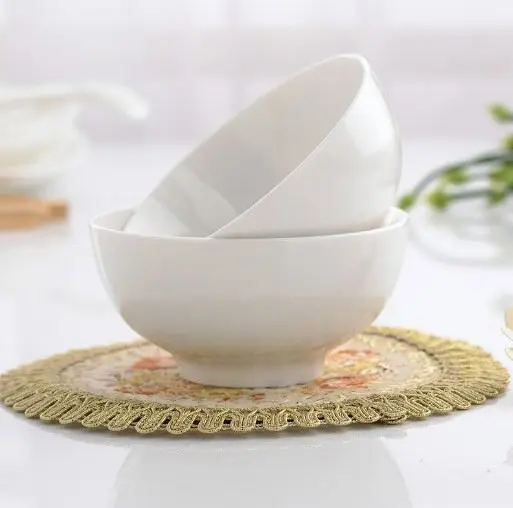 Haonai Chinese Styled White Porcelain Rice Fin Porridge Bowl