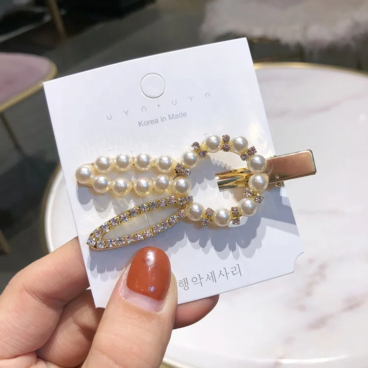 Sweet cute women girls gold plated pearl rabbit barrettes hair clip